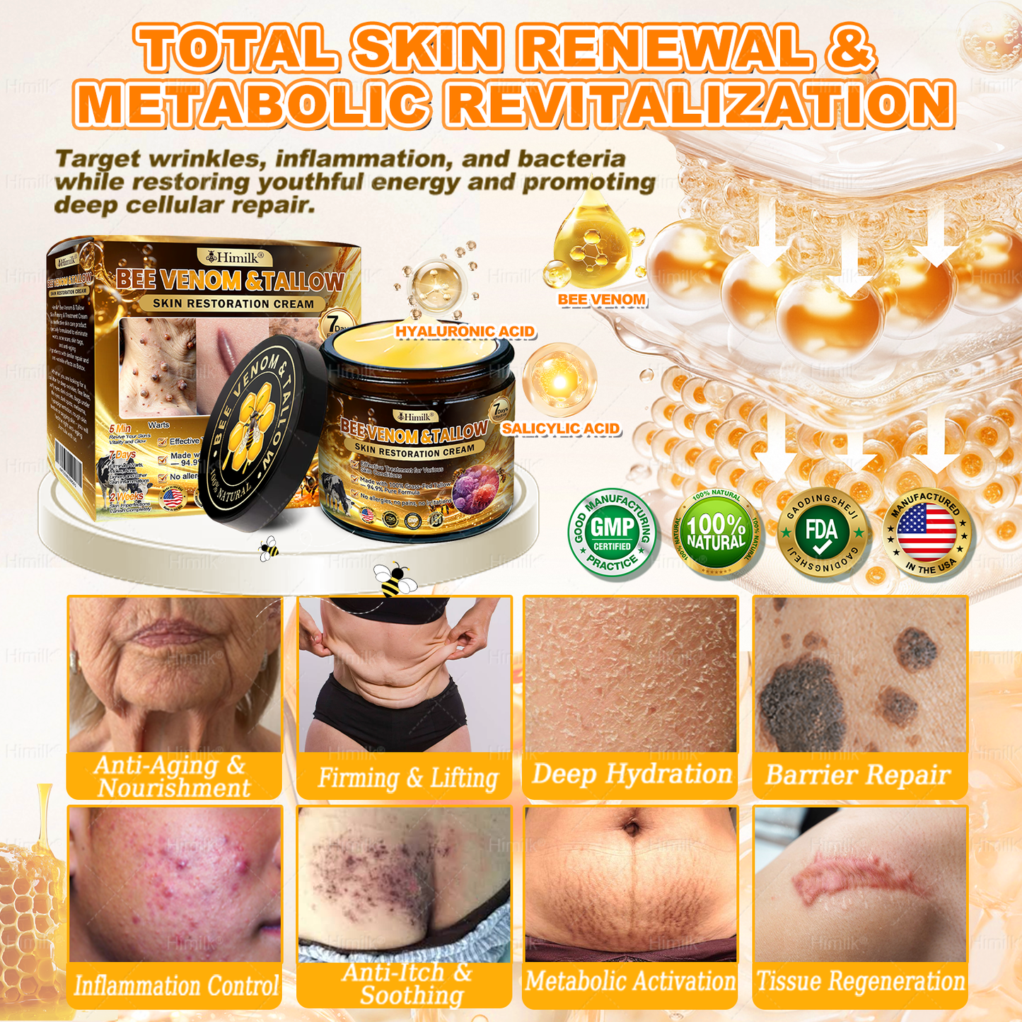 𝑯𝒊𝙢𝒊𝙡𝙠® 𝑩𝐞𝐞 𝑽𝙚𝙣𝙤𝙢 & 𝑻𝙖𝙡𝙡𝙤𝙬 𝑺𝐤𝐢𝐧 𝙍𝐞𝐬𝐭𝐨𝐫𝐚𝐭𝐢𝐨𝐧 𝘾𝐫𝐞𝐚𝐦 (Effective Within 7 Days)𝑩𝐞𝐞 𝑽𝙚𝙣𝙤𝙢 + 𝑻𝙖𝙡𝙡𝙤𝙬 · 7X Deep Hydration, targets wrinkles, sagging, stretch marks, dark spots, purpura, inflammations and more💧