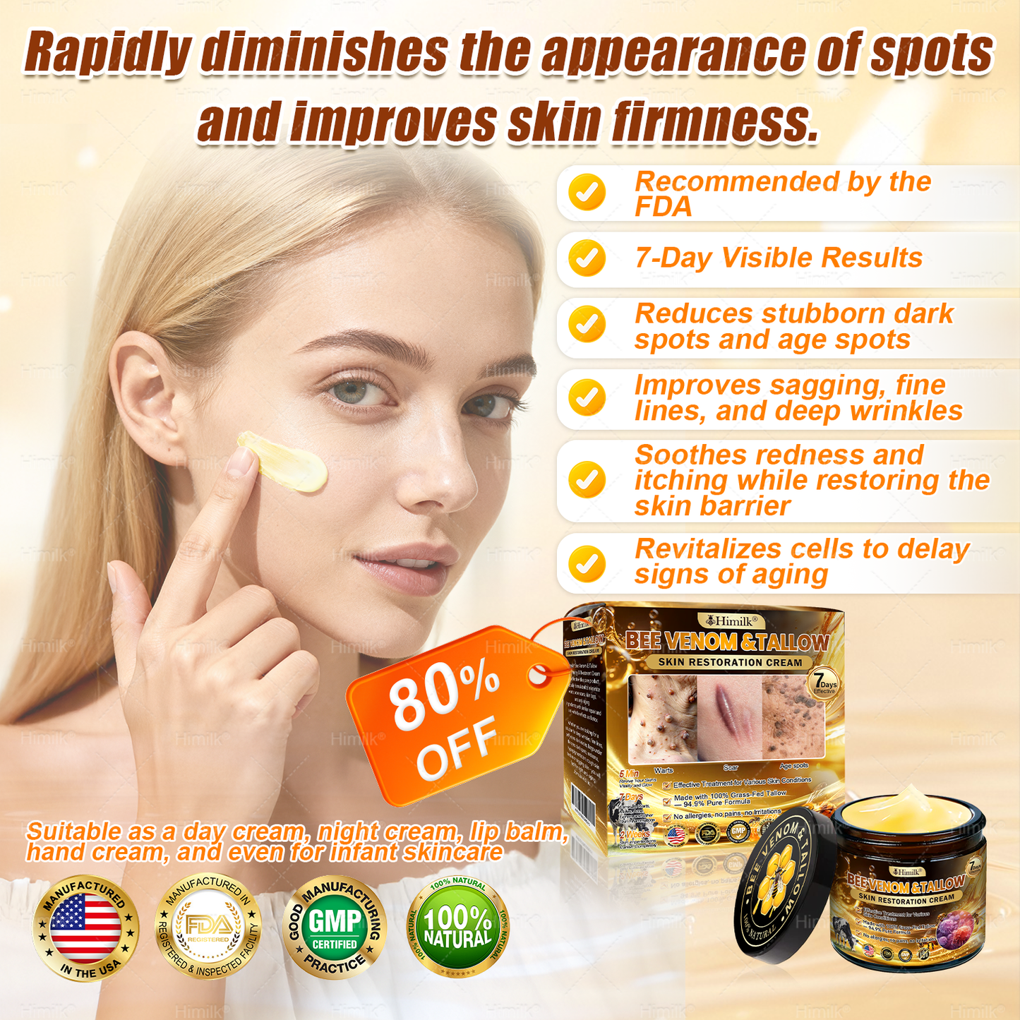 𝑯𝒊𝙢𝒊𝙡𝙠® 𝑩𝐞𝐞 𝑽𝙚𝙣𝙤𝙢 & 𝑻𝙖𝙡𝙡𝙤𝙬 𝑺𝐤𝐢𝐧 𝙍𝐞𝐬𝐭𝐨𝐫𝐚𝐭𝐢𝐨𝐧 𝘾𝐫𝐞𝐚𝐦 (Effective Within 7 Days)𝑩𝐞𝐞 𝑽𝙚𝙣𝙤𝙢 + 𝑻𝙖𝙡𝙡𝙤𝙬 · 7X Deep Hydration, targets wrinkles, sagging, stretch marks, dark spots, purpura, inflammations and more💧