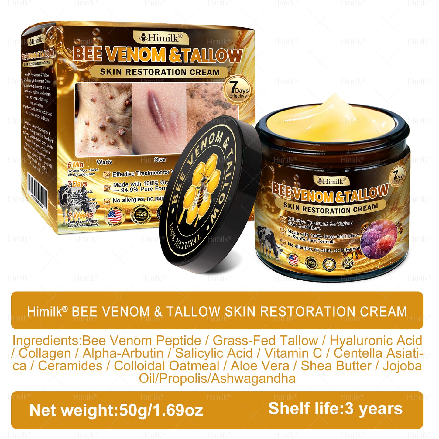 𝑯𝒊𝙢𝒊𝙡𝙠® 𝑩𝐞𝐞 𝑽𝙚𝙣𝙤𝙢 & 𝑻𝙖𝙡𝙡𝙤𝙬 𝑺𝐤𝐢𝐧 𝙍𝐞𝐬𝐭𝐨𝐫𝐚𝐭𝐢𝐨𝐧 𝘾𝐫𝐞𝐚𝐦 (Effective Within 7 Days)𝑩𝐞𝐞 𝑽𝙚𝙣𝙤𝙢 + 𝑻𝙖𝙡𝙡𝙤𝙬 · 7X Deep Hydration, targets wrinkles, sagging, stretch marks, dark spots, purpura, inflammations and more💧