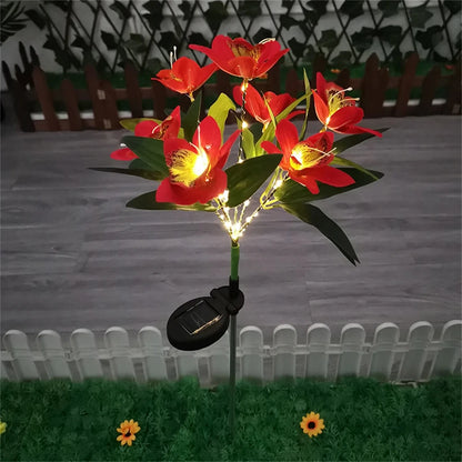 Solar Orchid Lights LED landscape Lamp Outdoor Waterproof Lawn Lamp for Villa Aisle Corridor Garden Holiday Christmas Decoration