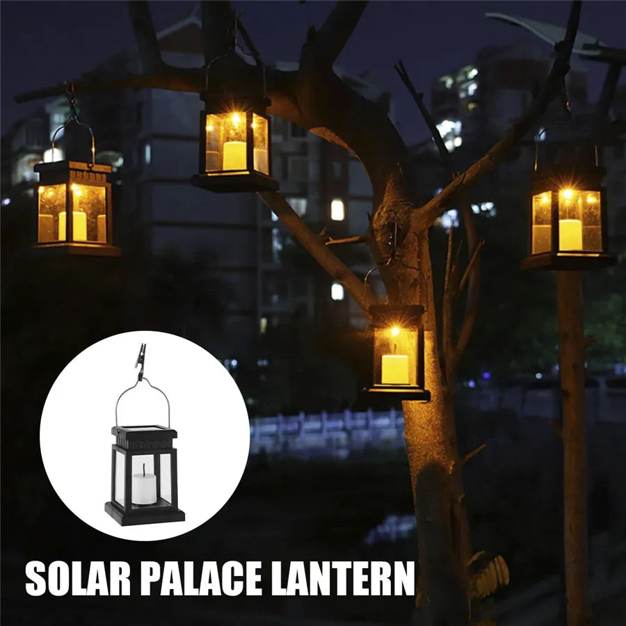 Solar Palace Lantern Outdoor Solar Lights Lawn Landscape Hanging Atmosphere Candle Lamp Floor Yard Garden Decor