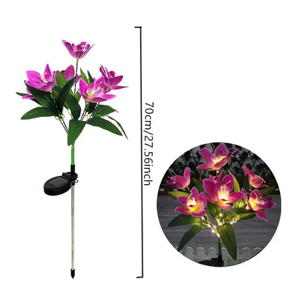 Solar Lights Outdoor Garden Decorative Flowers Waterproof Solar Orchid Flowers Light LED Solar Powered Landscape Lights for Yard