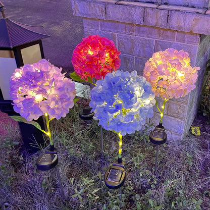 TheSolarHydrangeaLawnLightSimulatesTheOutdoorGarden Decorative Lights in The Garden of The Villa Garden Landscape Garden Lights