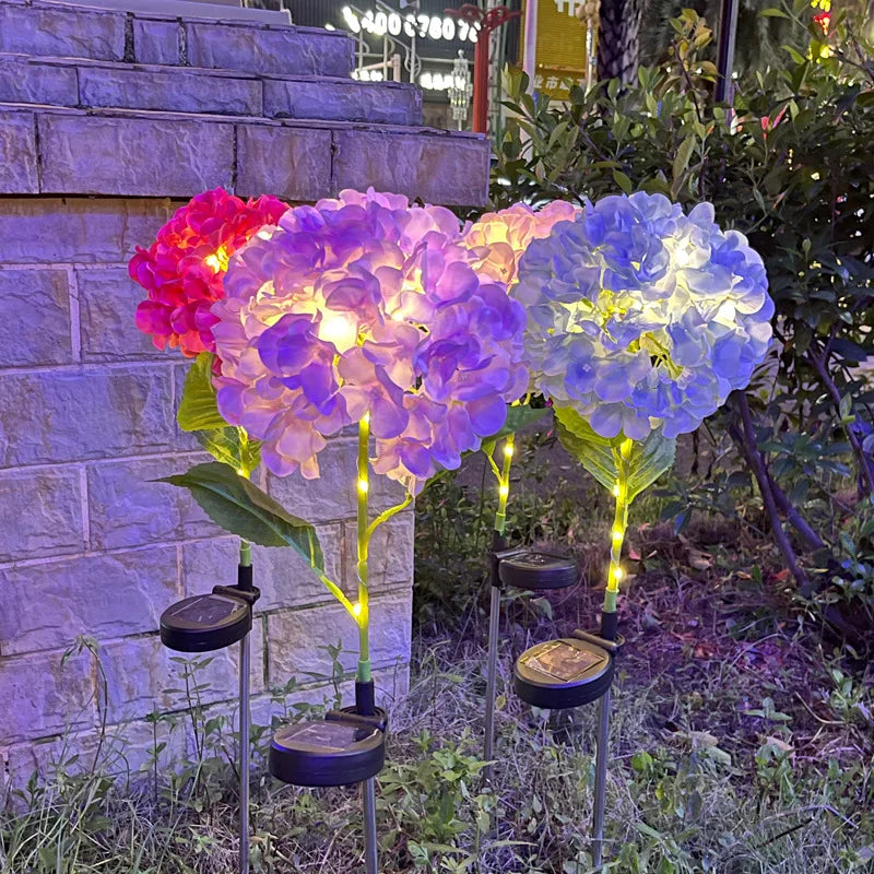 TheSolarHydrangeaLawnLightSimulatesTheOutdoorGarden Decorative Lights in The Garden of The Villa Garden Landscape Garden Lights