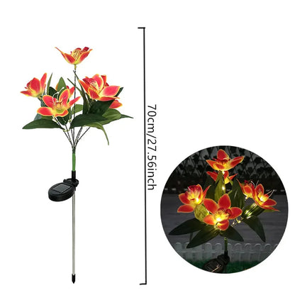 Solar Lights Outdoor Garden Decorative Flowers Waterproof Solar Orchid Flowers Light LED Solar Powered Landscape Lights for Yard