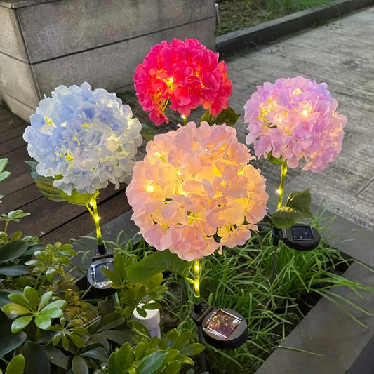 TheSolarHydrangeaLawnLightSimulatesTheOutdoorGarden Decorative Lights in The Garden of The Villa Garden Landscape Garden Lights