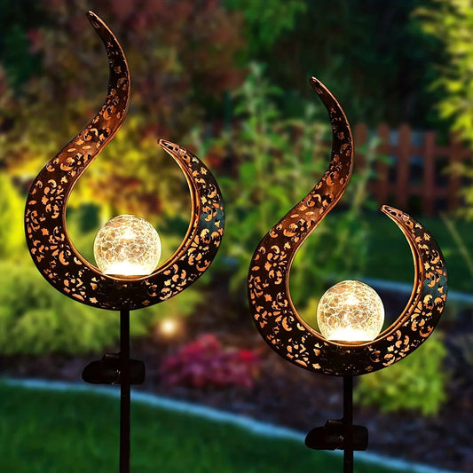 Outdoor Solar Lights Garden Crackle Glass Globe Stake Lights Waterproof LED Landscape Lights For Garden Lawn Patio Courtyard
